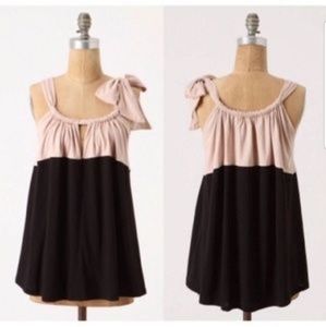 Anthro Pilcro Diverse Density Pink Tie Top Black